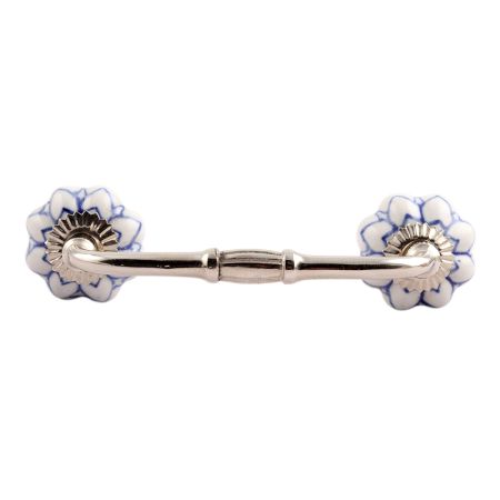 Blue Flower Medium Ceramic Bridge Handle